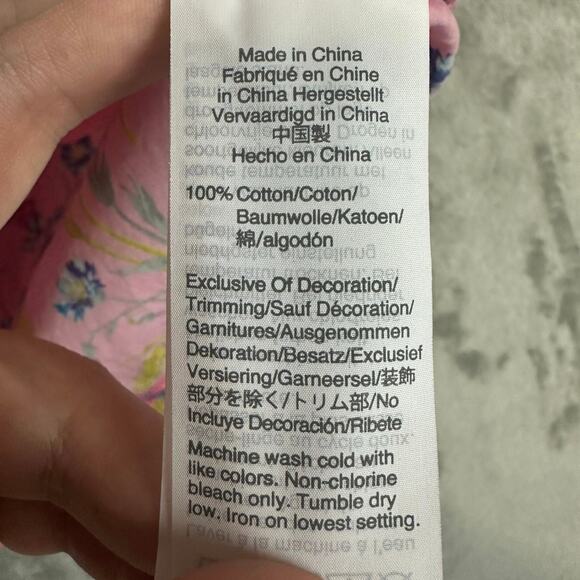 J Crew X Liberty Fabrics Size XS Pink Cotton Poplin Ruffle Blouse Wheat Bouquet - Picture 4 of 7